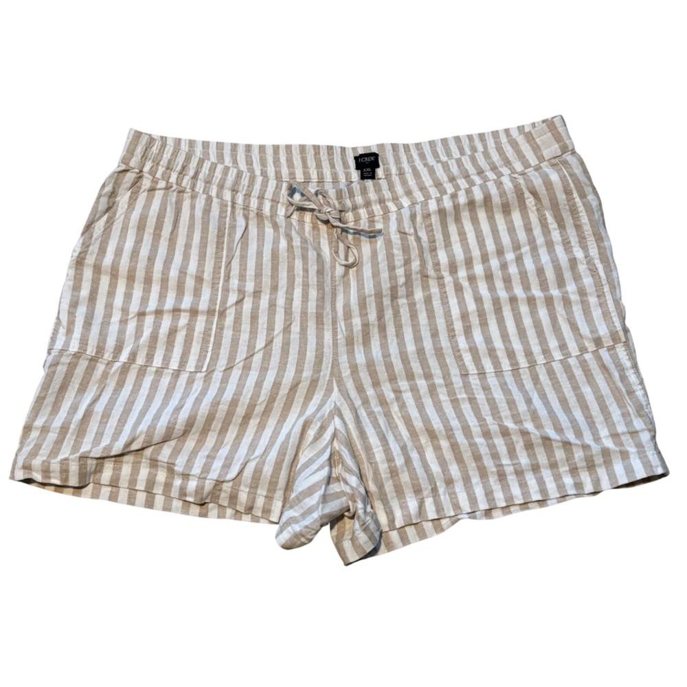 J. Crew Beige and White Striped Linen-Blend Women's Shorts